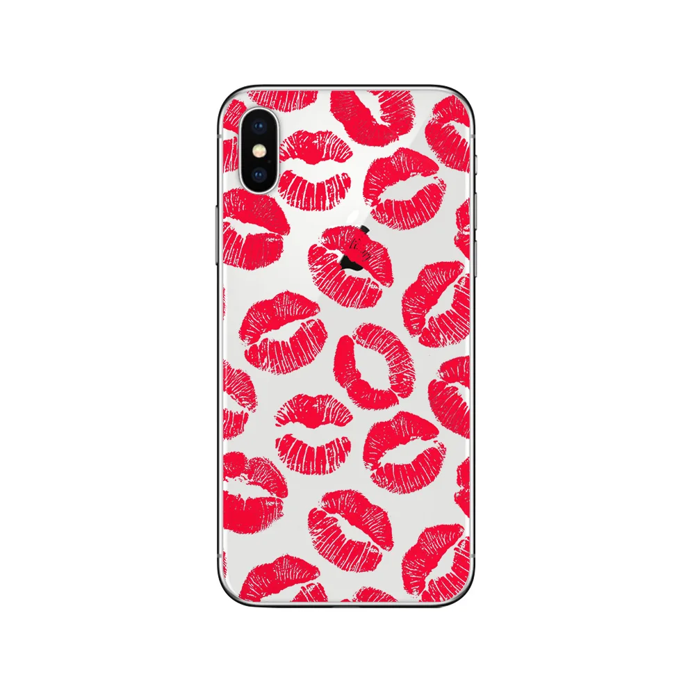 ciciber Phone Case For iPhone 11 Pro Max X XR XS MAX Cover 7 8 6 6s Plus 5s SE Soft TPU Silicone Coque Lipstick Kiss |