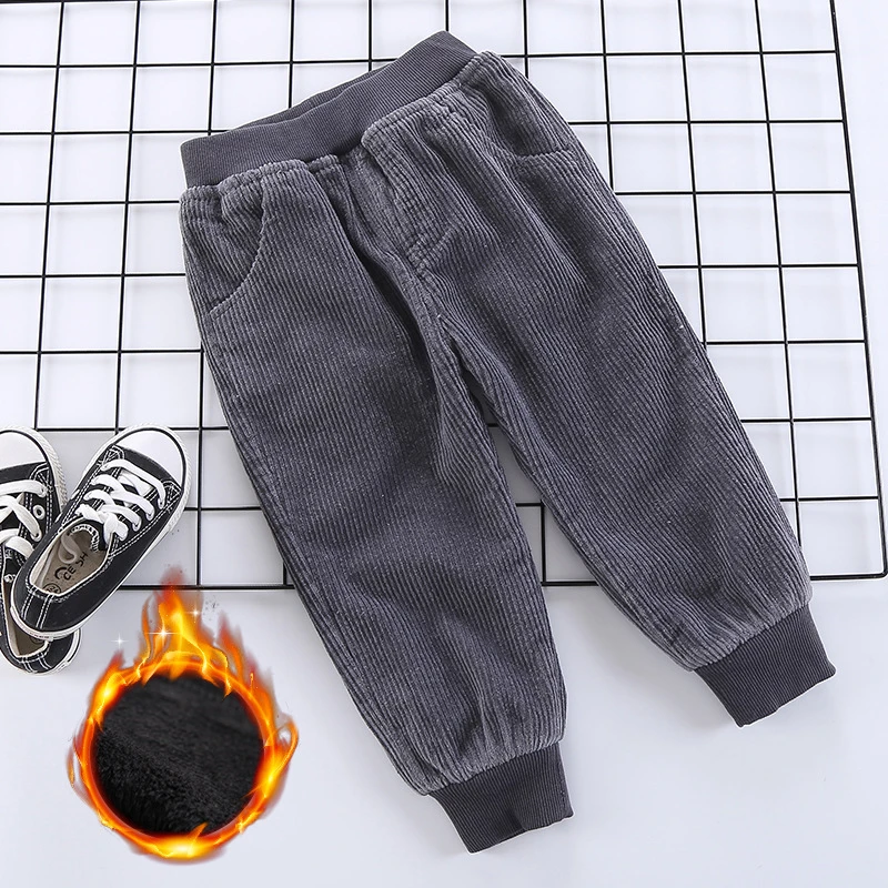 Модные зимние вельветовые штаны для маленьких мальчиков теплые детские брюки