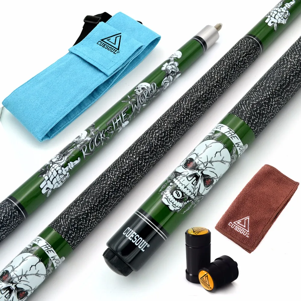 CUESOUL ROCK II Green Pool Cue 19/20/21 oz With Cue Bag and Cue Joint/Shaft Protector