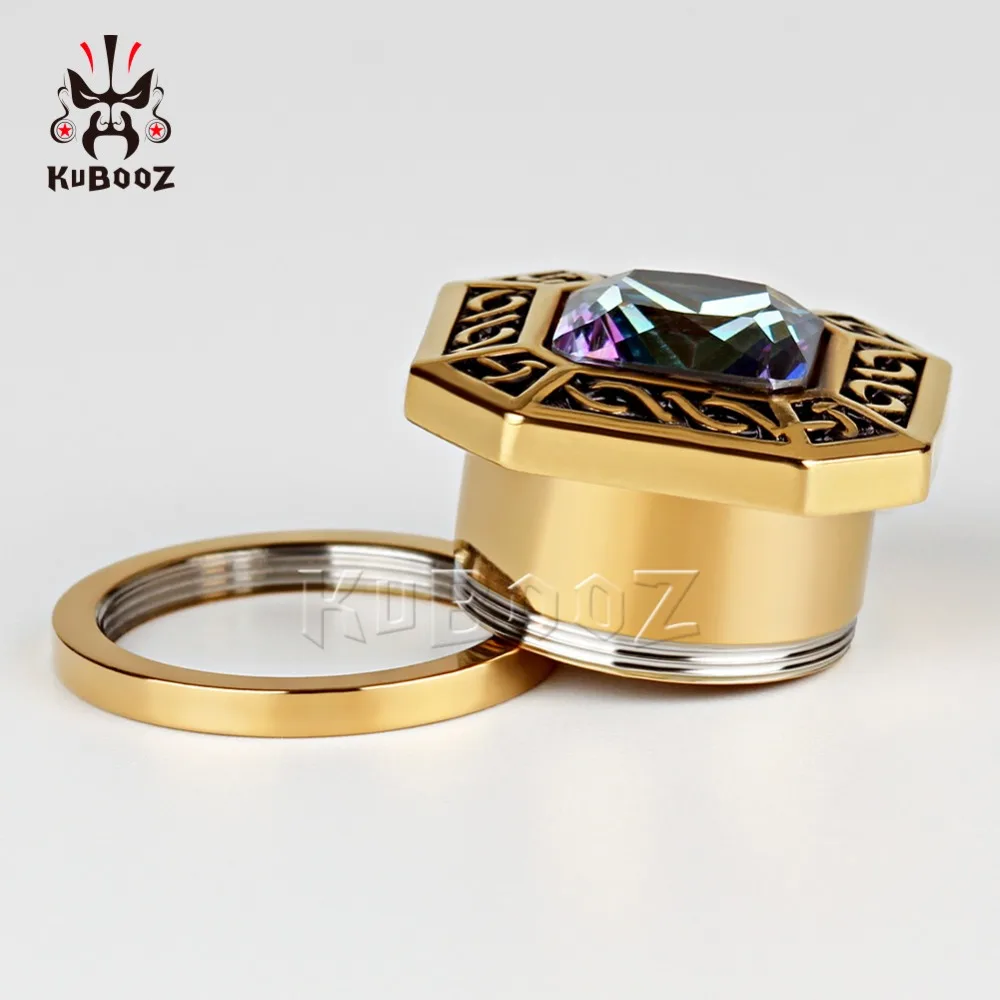 KUBOOZ, 2 шт., пирсинг для уха, туннель, нержавеющая сталь, квадратная пробка из циркония, модные ювелирные расширители для тела, измерительные приборы, серьги, подарок для женщин и мужчин