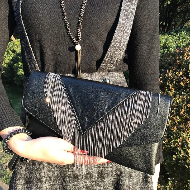 Новые модные женские туфли Дизайн Марка кисточкой высокой емкости конверт Crossbody сумка дамы клатч вечерняя сумочка; BS010 для вечерние