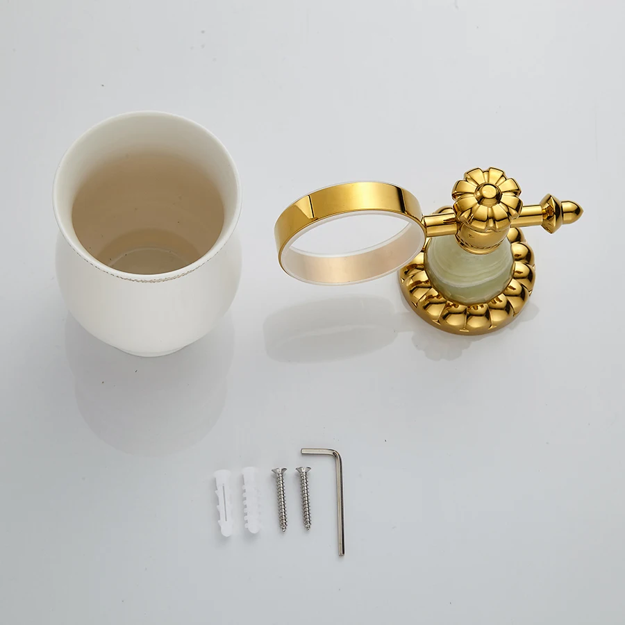 Solid Cup &amp Tumbler Holders Brass Glass Set Golden Toothbrush Accessories | Обустройство дома
