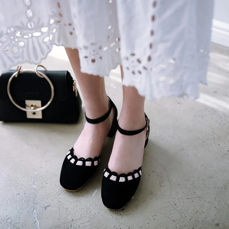 Big Size 11 12 13 14 15 16 17 high heels sandals women shoes woman summer ladies Baotou thick heel one-word buckle bag | Обувь