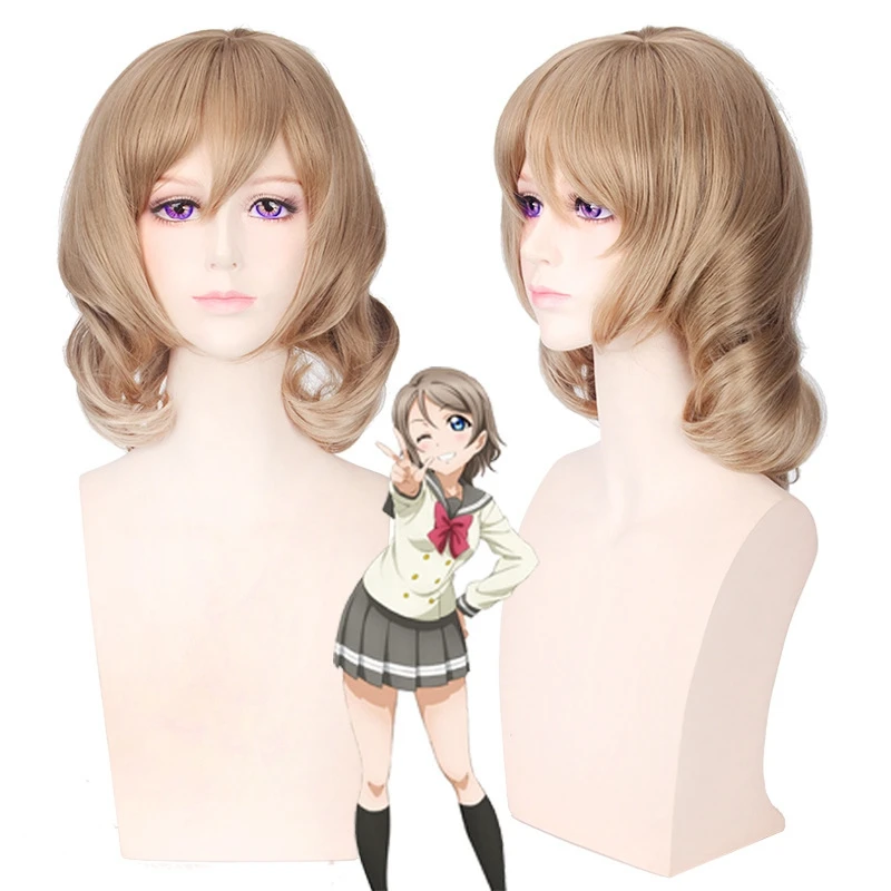 

LoveLive!Sunshine!! Watanabe You Short Straight Cosplay Wig for Women Costume Party Anime Wig Flaxen