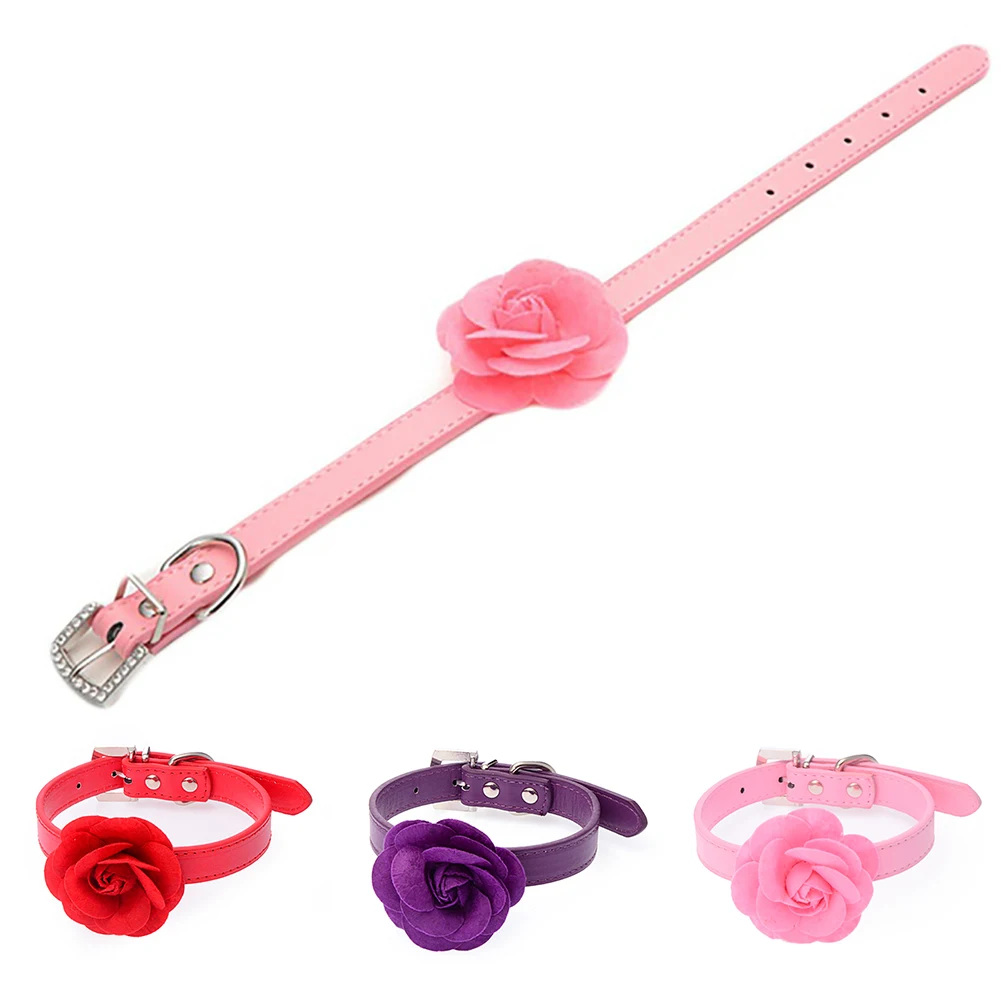 Новый сладкий цветок розы животное ошейник 3 ярких цветов щенок ожерелье для
