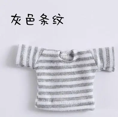 grey stripe 1 шт. мини одежда летние повседневные полосатые футболки для OB11, BJD 1/12, Obitsu 11 Аксессуары для кукольной одежды - Цвет: grey stripe