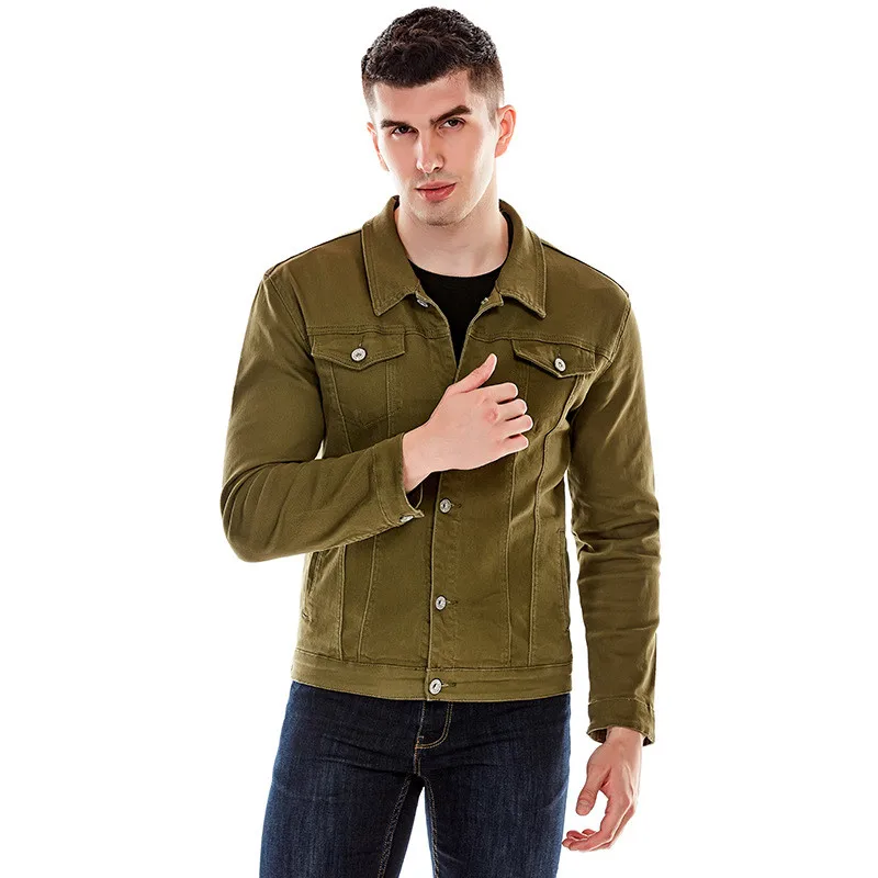 Модные для мужчин обувь мальчиков Slim Fit джинсовая куртка стрейч водителя