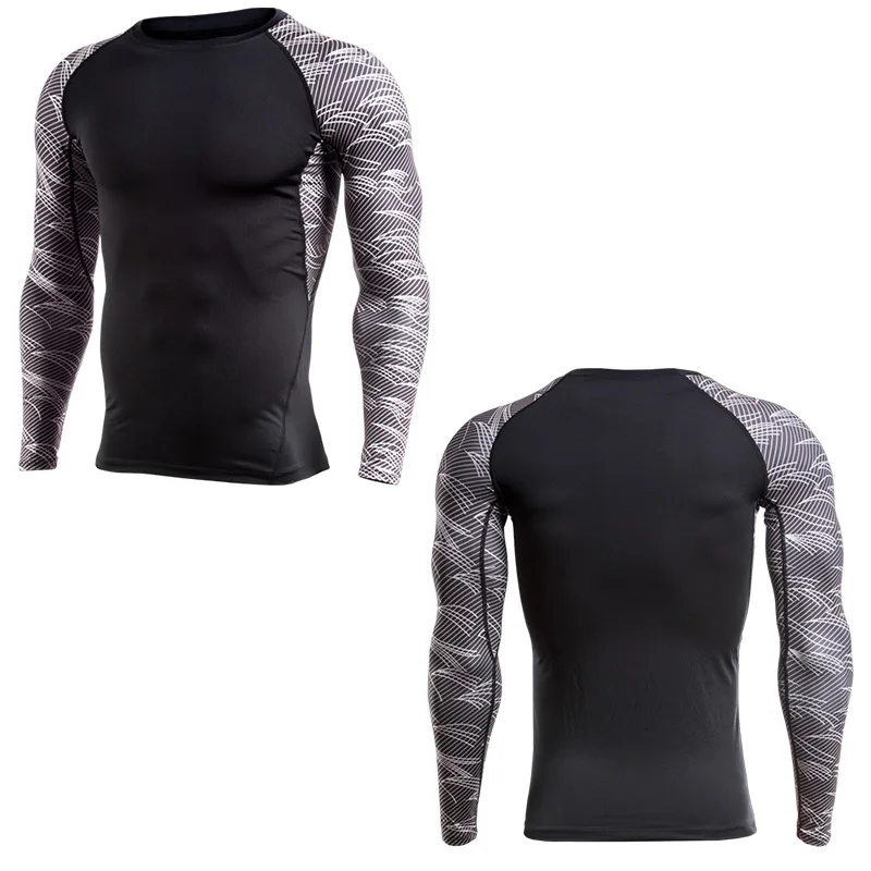 Мужская быстросохнущая компрессионная рубашка Rashguard для бега с длинным рукавом и