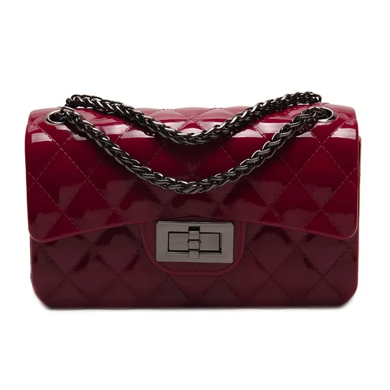 Летняя женская мини сумка из силикагеля с цепочкой бриллиантами плетеная