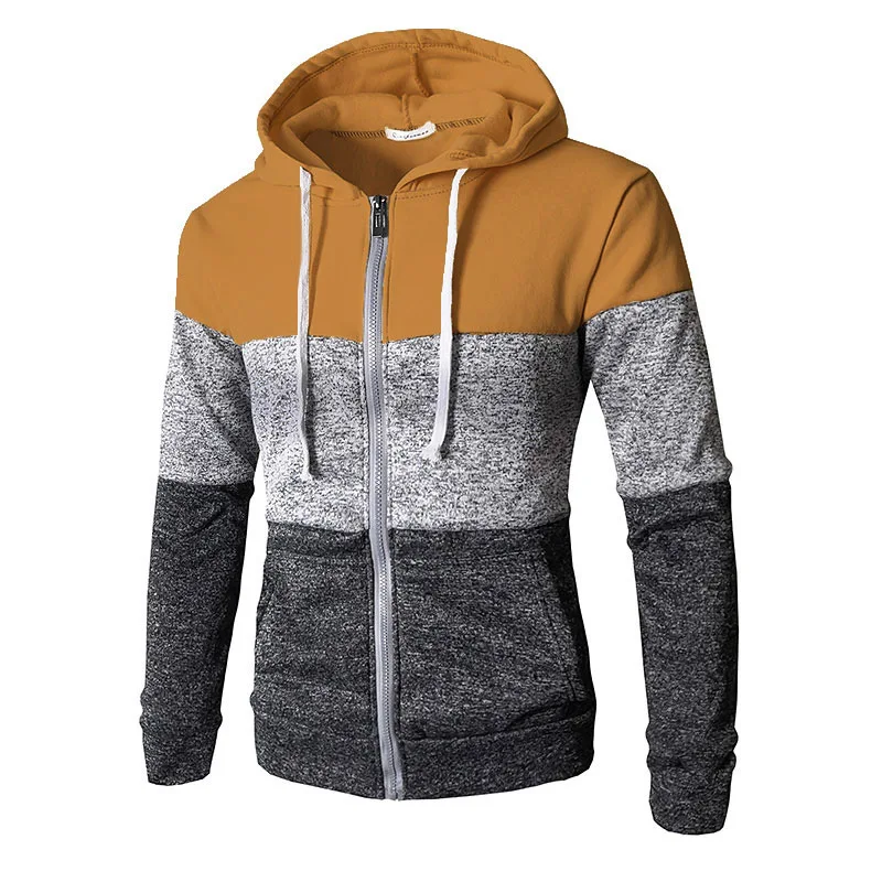 Fashion Men Hoodie Jacket Coat Brand Stitching Color Hip Hop Hoodies Casual Pullover Mens With Zipper Dropshipping | Мужская одежда