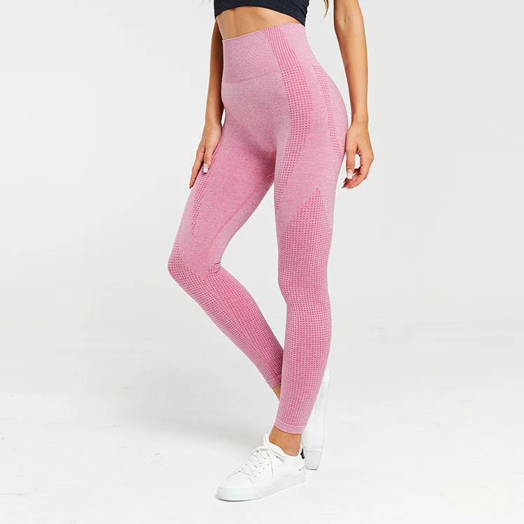 Pink Женские спортивные легинсы для фитнеса Energy Vital, бесшовные спортивные брюки с высокой талией для йоги, брюки с управлением животиком - Цвет: Pink