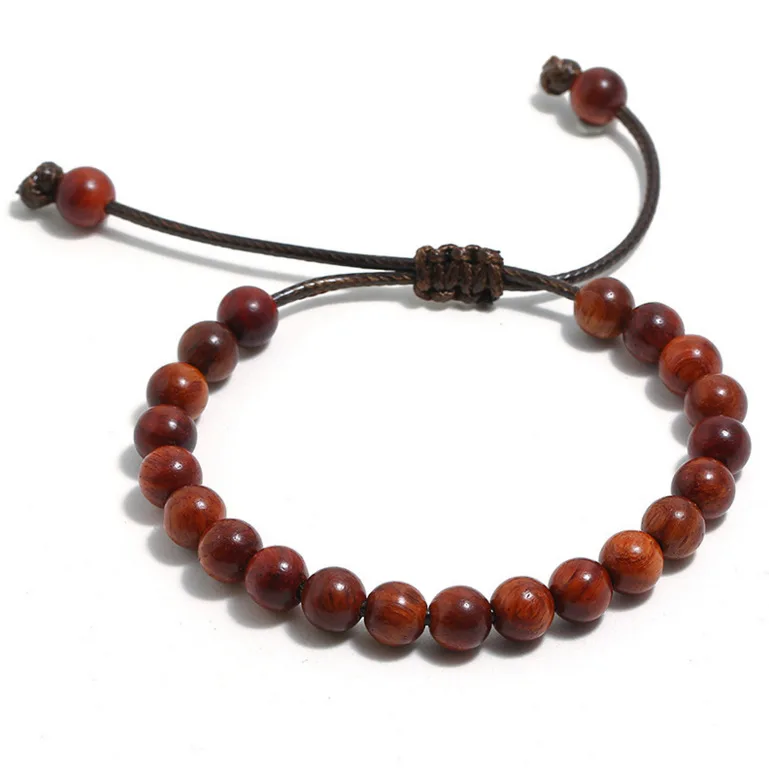 Red Pear Beads Минималистичный Плетеный вручную деревянный браслет ручной работы Будда деревянный браслет для мужчин йога медитация браслет Мала ювелирные изделия Homme - Окраска металла: Red Pear Beads