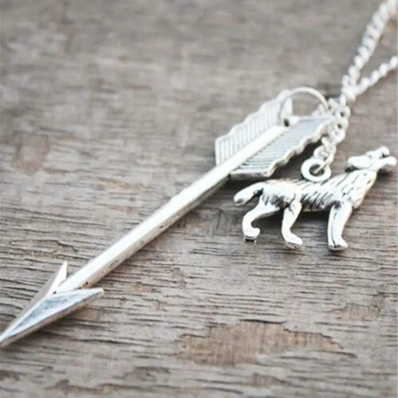 Наконечник волк ожерелье винтажные Серебристые кулоны колье подвеска с длинной