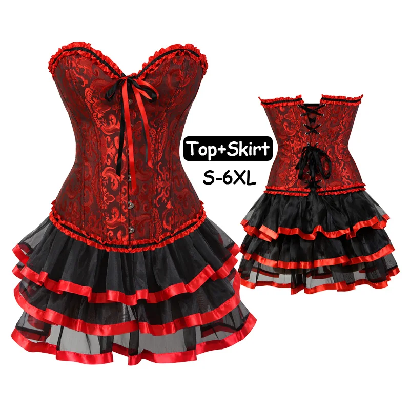 Женский комплект с корсетным платьем сексуальный бюстье на шнуровке жесткий