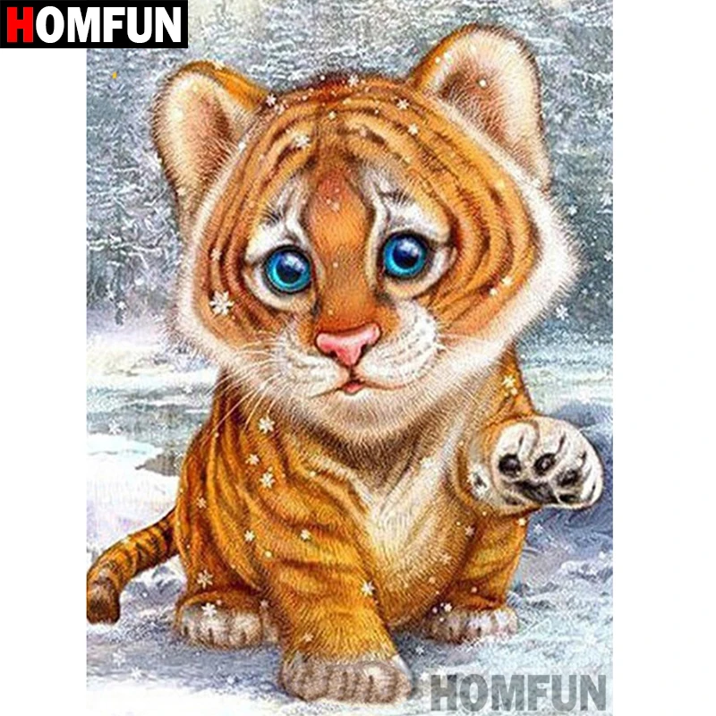 Алмазная 5D Вышивка мультяшный Тигр HOMFUN сделай сам вышивка крестиком стразы
