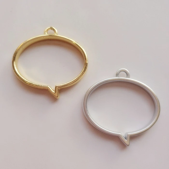 GLADZGT 10 pcs/lot Dialog box shape Metal Frame Pendant Gold Charm Bezel Setting Cabochon UV Resin Charms | Украшения и