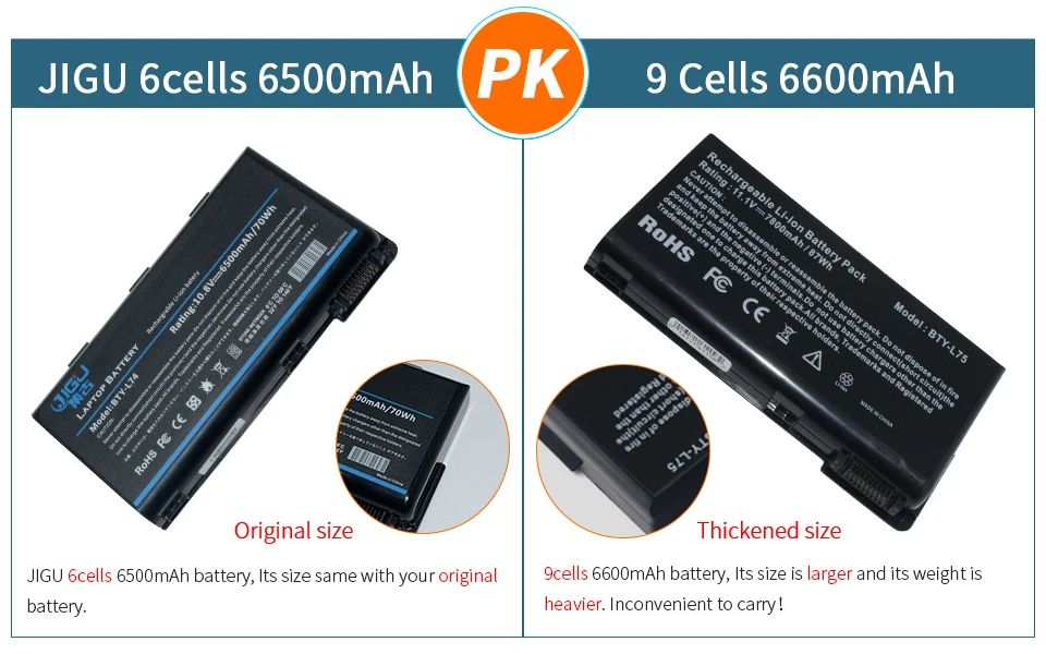 JIGU ноутбука Батарея 957-173XXP-101 102 BTY-L74 BTY-L75 для MSI A5000 CR500 CR610 CR610X CR620 CX500 CX600 CX605M CX610