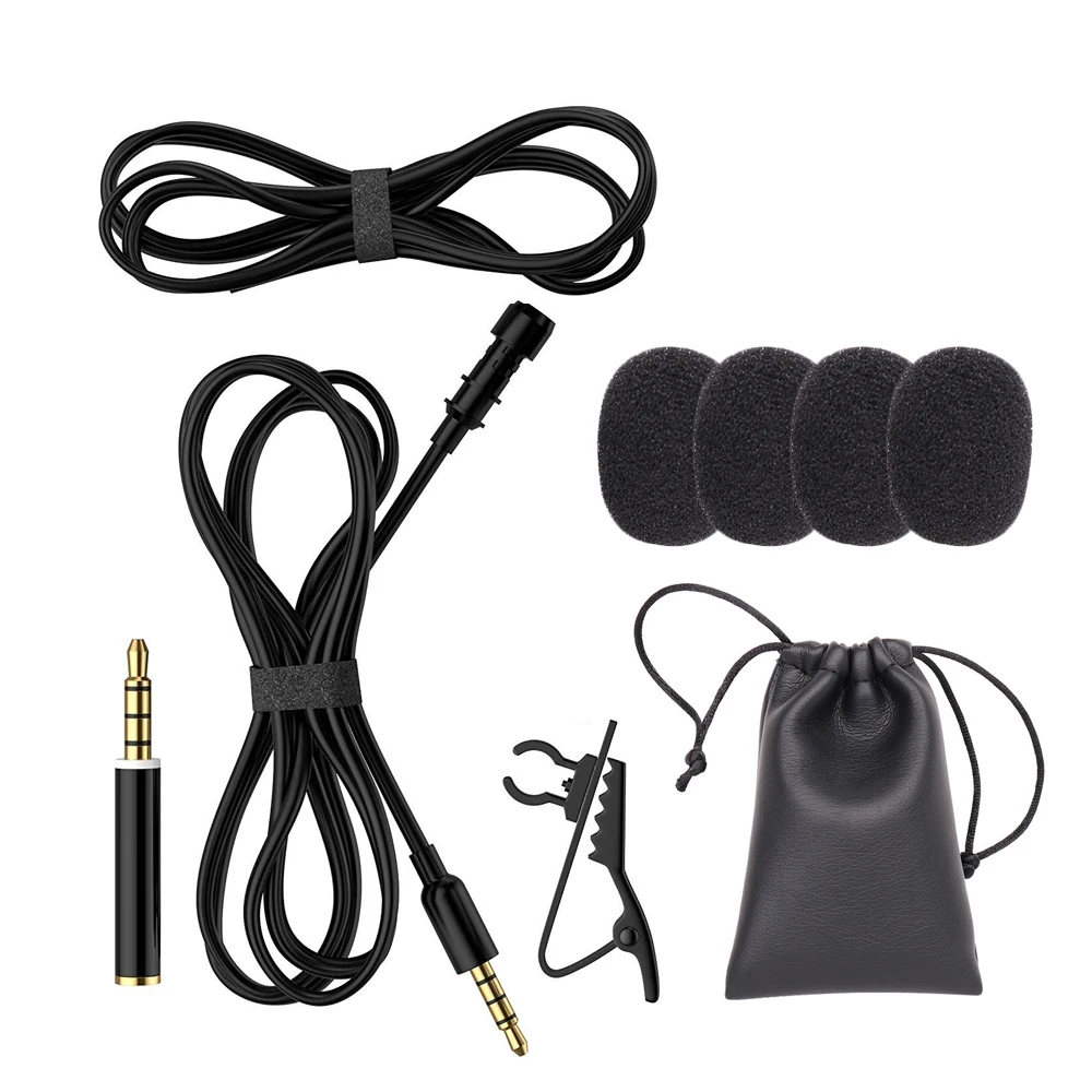 9pcs/set 3.5m Long Cable Omnidirectional Metal Microphone 3.5mm Tie Clip Mini Audio Mic for Speech Lectures Meeting |