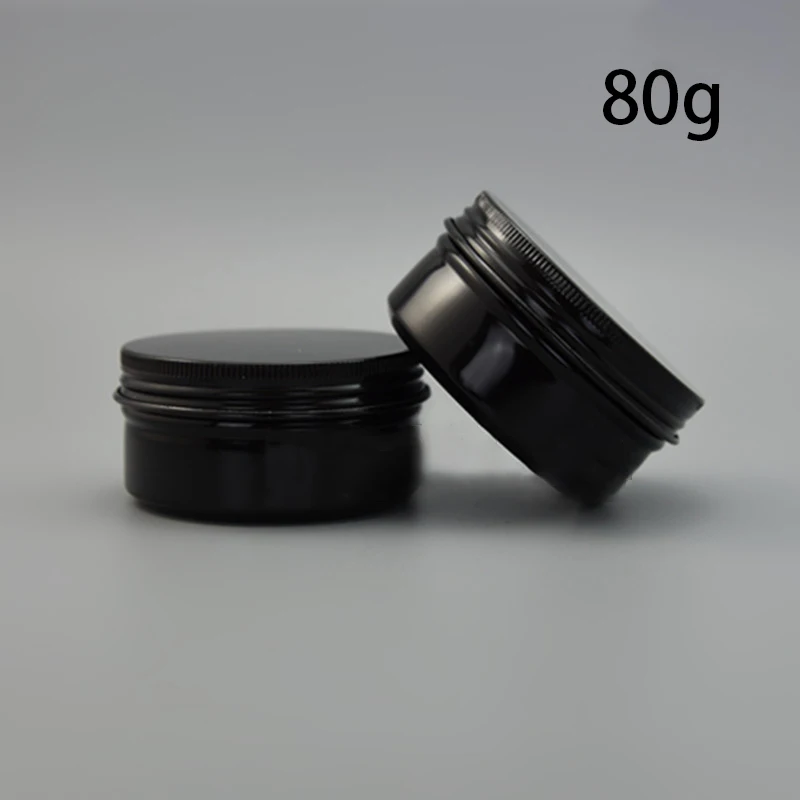 Black 80g Aluminum Jar Refillable Cosmetic Cream Container Empty Batom Wax Bottles Screw Cap | Дом и сад