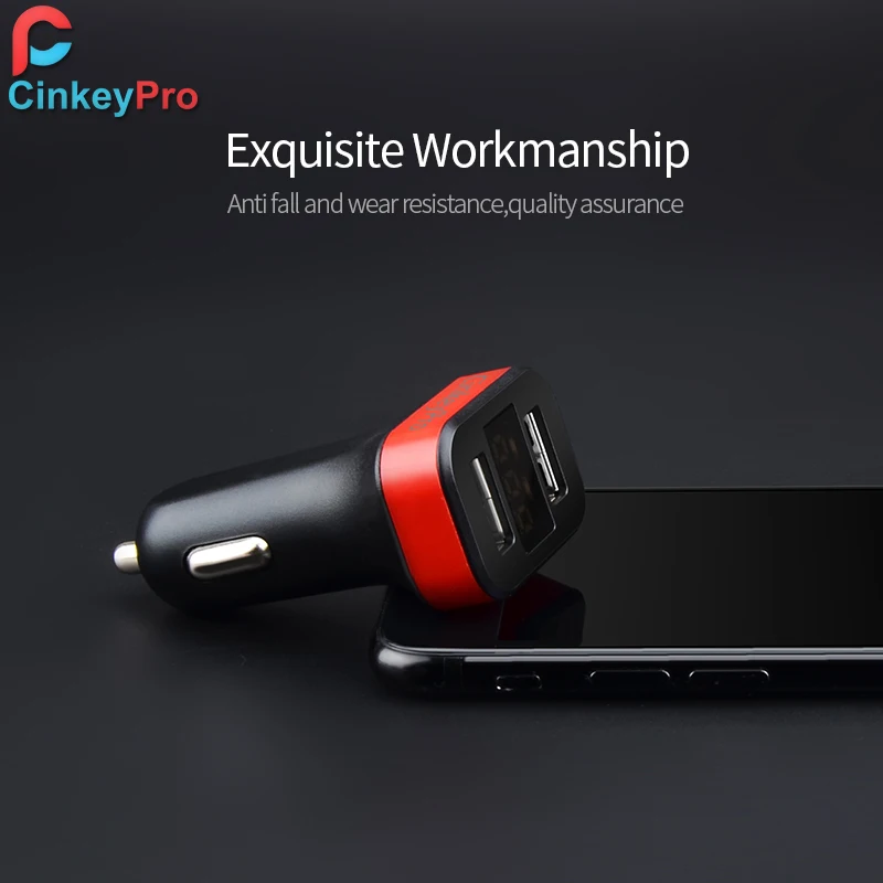 Cinkeypro автомобиля Зарядное устройство для iPhone iPad Samsung 2 Порты и разъёмы USB LED Экран