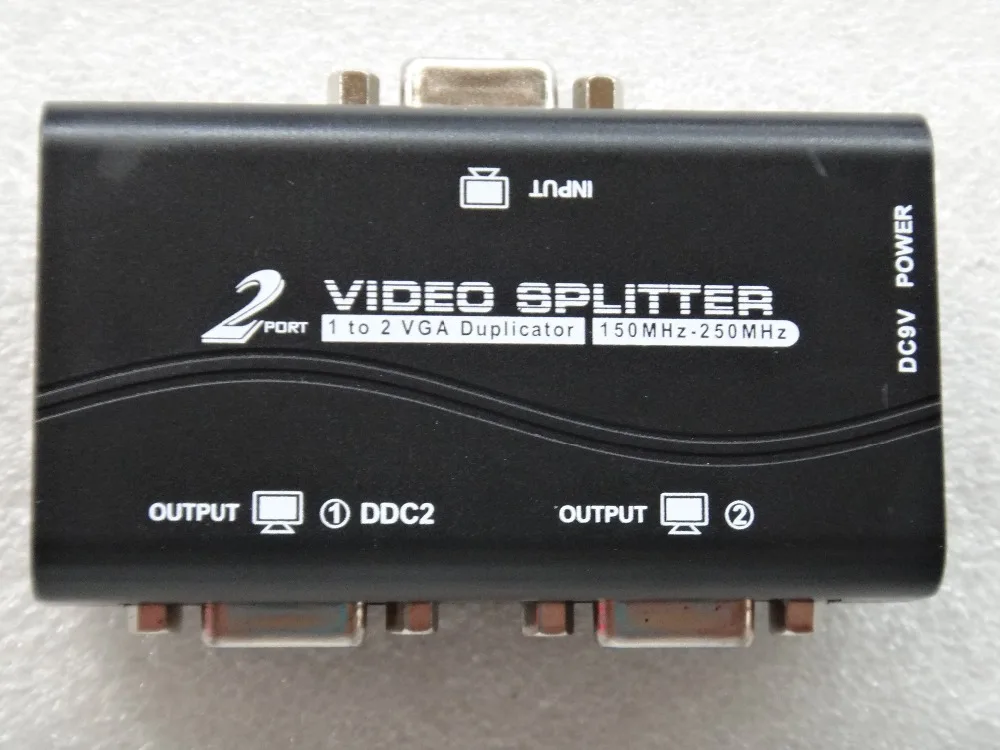 1-2 порта VGA видео сплиттер Дубликатор 1-in-2-out 250MHz устройство cascadedable Boots сигналы 65m