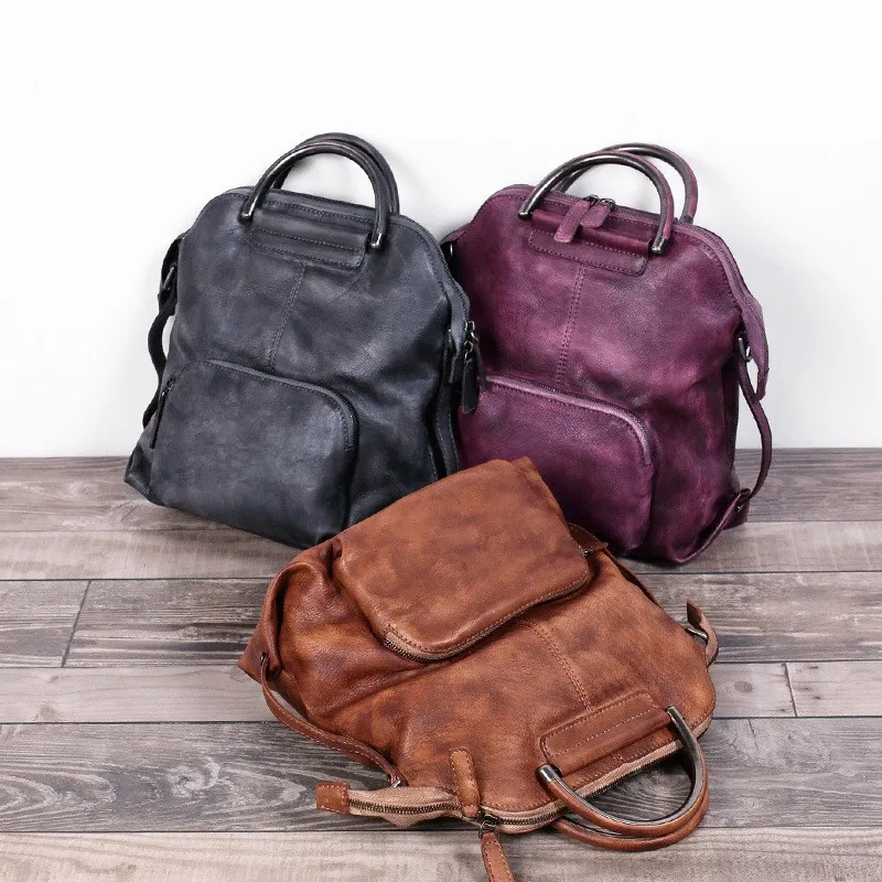 Винтажный дизайнерский 100% из натуральной коровьей кожи рюкзак для девочек с