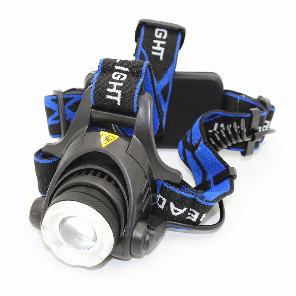 Светодиодный налобный фонарь xmL t6 водонепроницаемый с зумом аккумулятором 18650