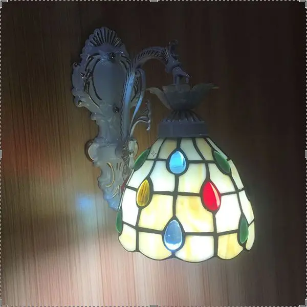 Lampshade15cm Современный Средиземноморский настенный светильник, 110 В, 220 В, 8 вариантов, светодиодный настенный светильник, Проходная лестница, ретро настенный светильник, бра, кронштейн, светильник - Цвет абажура: Lampshade15cm