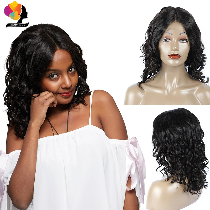 Remyblue Full Lace Wigs Human Hair with Baby Natural Black Peruvian Wig for Women Remy Short Curly Bob | Шиньоны и парики - Фото №1