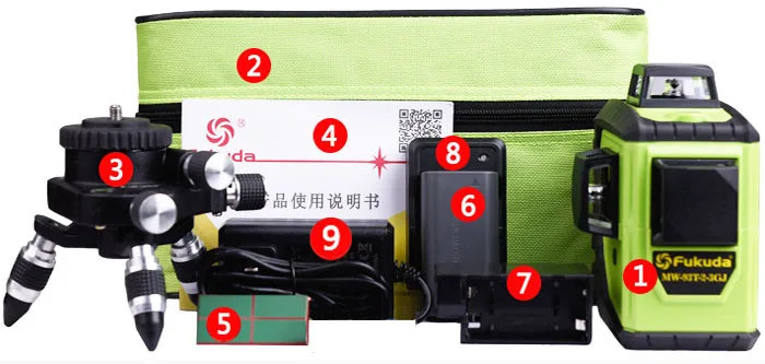 2.Green laser level Fukuda 3D 12 линий лазерный уровень зеленый/красный лазерный уровень самонивелирующийся 360 горизонтальный вертикальный крест супер мощный - Цвет: 2.Green laser level