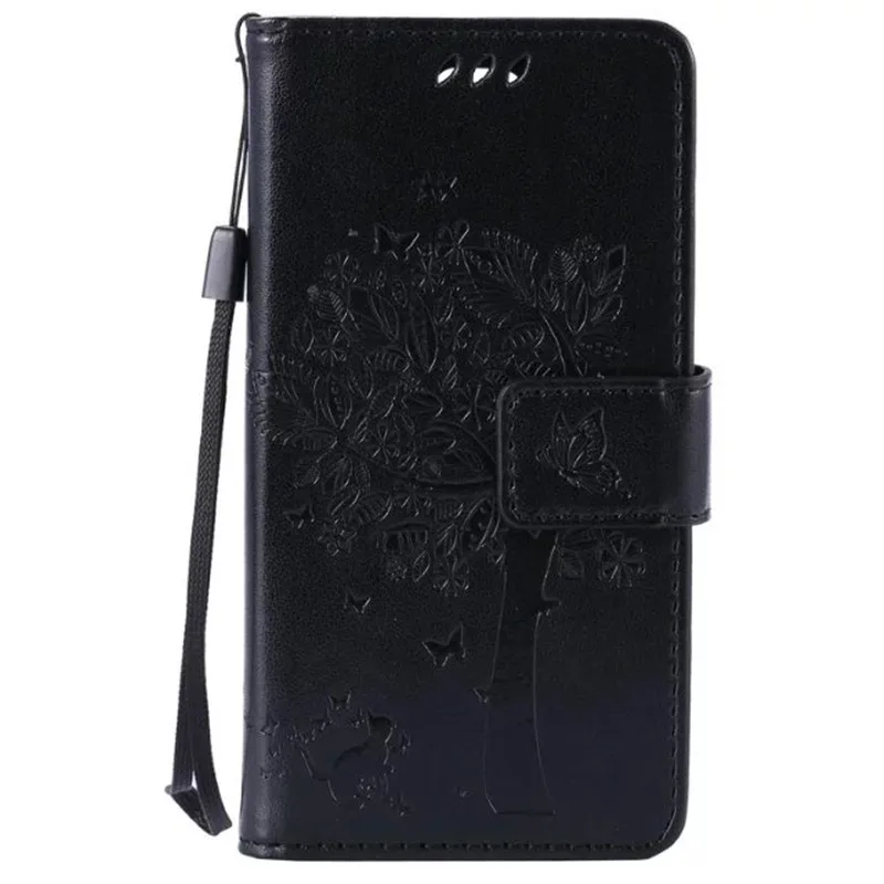 Кожаный чехол для coque LG Spirit 4G LTE C70 H420 H422 H440N чехол для coque LG C70 Tree сумки для мобильных телефонов+ держатель для карт - Цвет: Черный