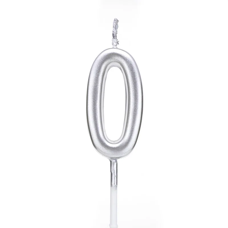 1pcs Gold Silver Number 0-9 Candle Birthday Party Design Candle Decoration Happy Birthday Anniversary Candle Supplies DIY - Цвет: Silver 0