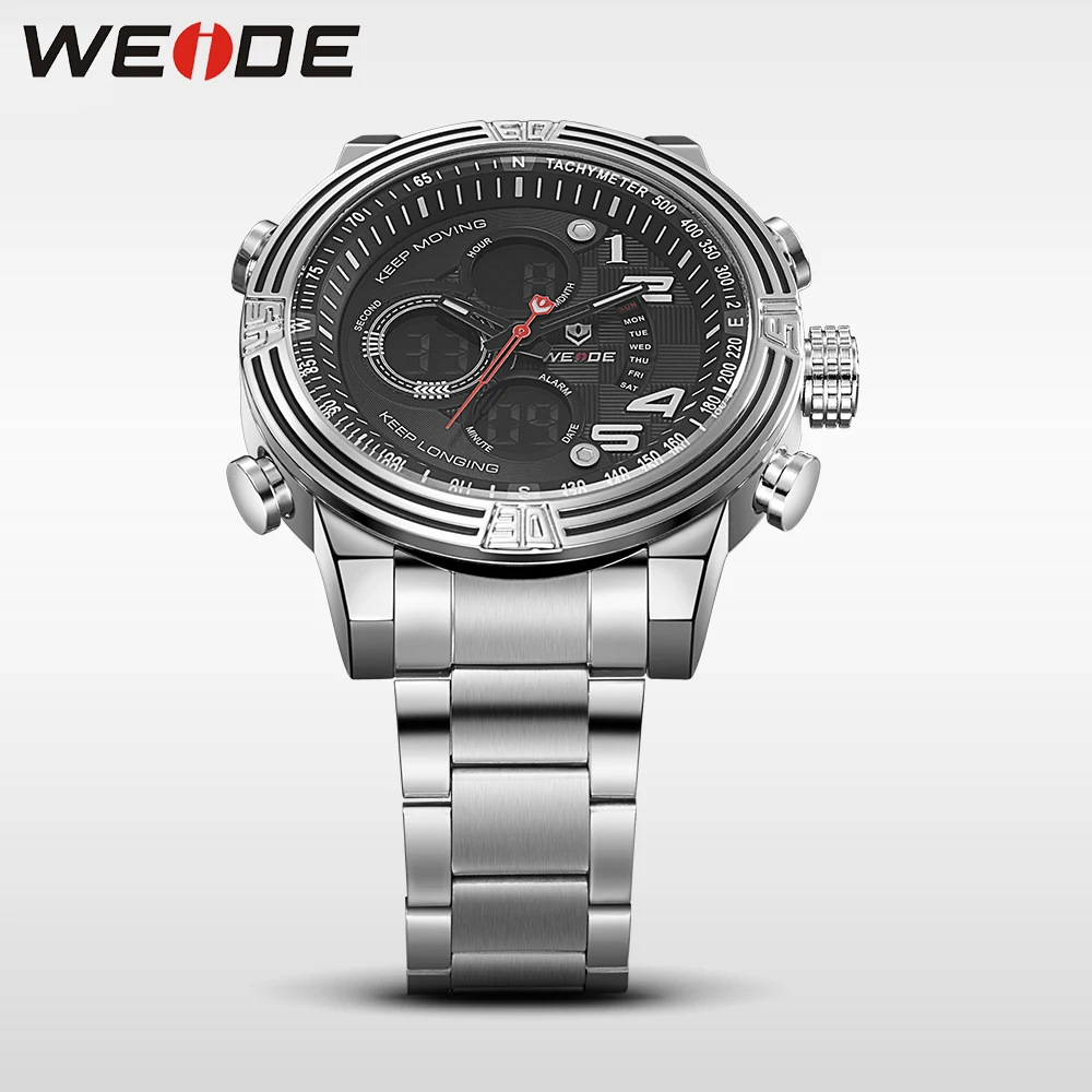 WEIDE Бренд Новинк Мужские Кварцевые и Цифровые Спортивные Часы 3ATM