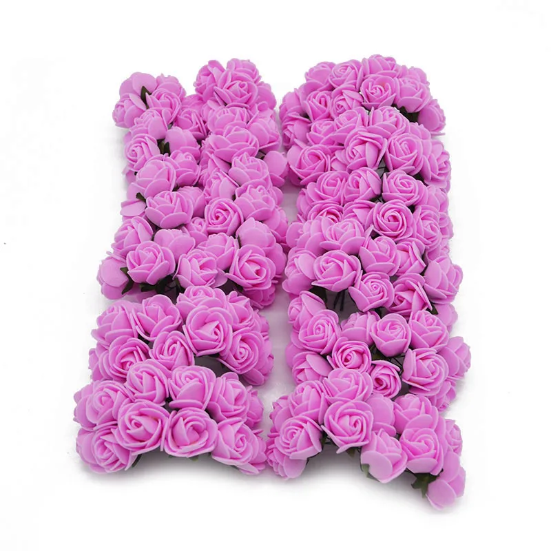 dark pink 144 шт./упак. маленький искусственный цветок поддельные розы из вспененного полиэтилена, Букет DIY Скрапбукинг ремесел украшение цветок свадебное платье с цветочным узором - Цвет: dark pink
