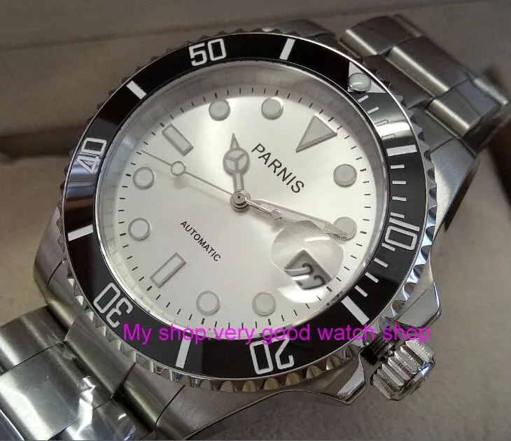 40 мм PARNIS автоматические самообветренные 21 драгоценности движение черный