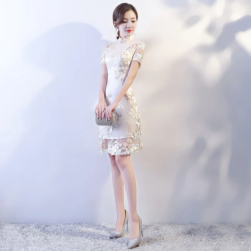 Новые Летние Мини Cheongsam винтажные китайские короткие стильные женские Qipao элегантные тонкие Вечерние платья Vestido Размеры s m l xl XXL