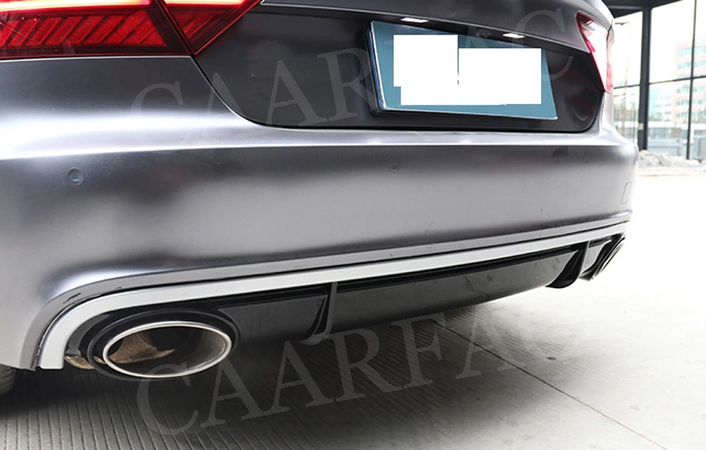 Рассеиватель задней губы спойлер с наконечники глушителя для Audi A7 спортивные RS7 Стиль PP автомобильный бампер фартук защитная пластина