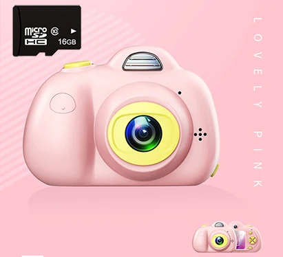 Игрушки для малышей 8MP hd камера обучающая мини цифровая фотокамера для малышей полноцветная мини LSR видеокамера видеомагнитофон поддержка TF - Цвет: Pink incl 16GB TF