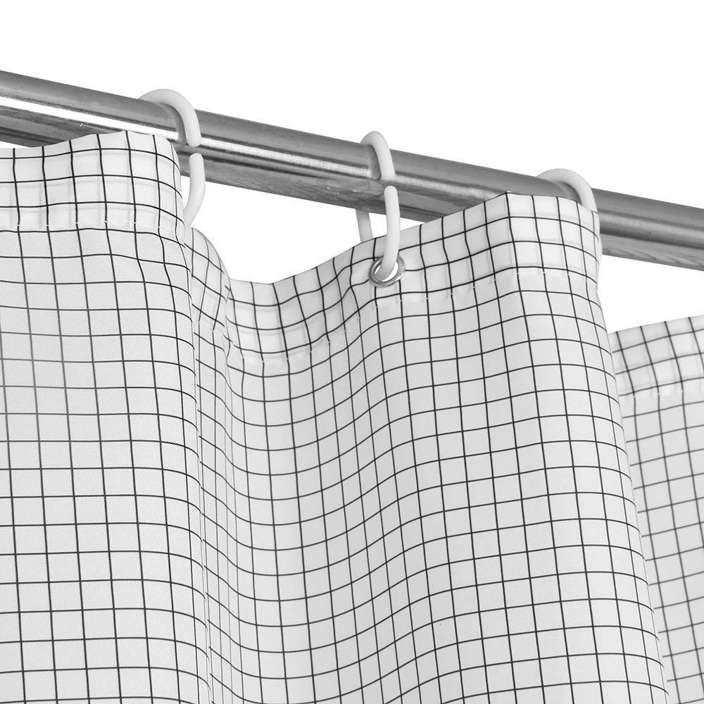 Водонепроницаемая шторка для душа в белую клетку из полиэстера|waterproof shower curtain|shower