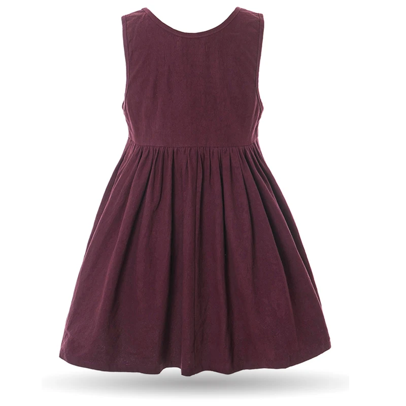 Cielarko Girl Cotton Dress Summer School Basic Kids Clothes Dresses Sleeveless Solid Children Classic with Pocket | Детская одежда и