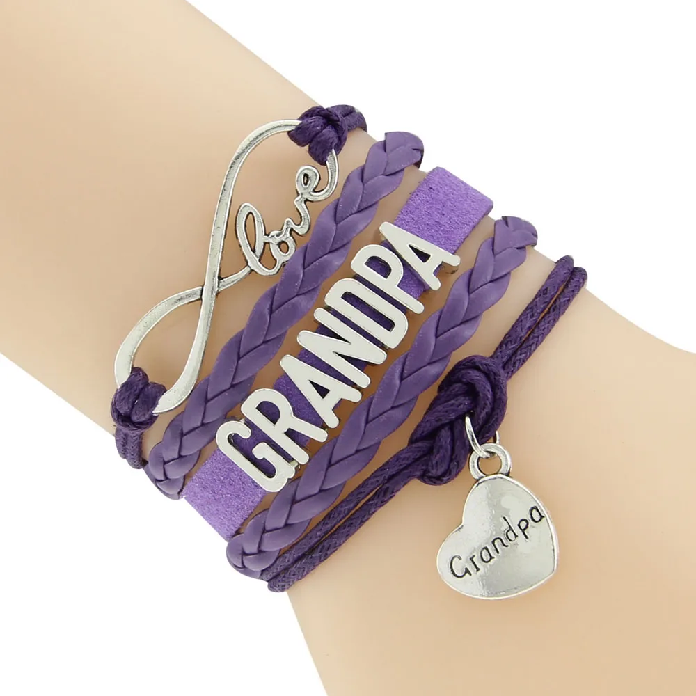 Бесконечность любовь плетеный шнур браслет с надписью дедушка семья Catena 2017 Новый