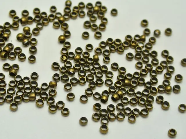 2000 pcs Silver-plate Golden Gunmetal Bronze Plated Brass Round 2mm Crimp End Beads | Украшения и аксессуары
