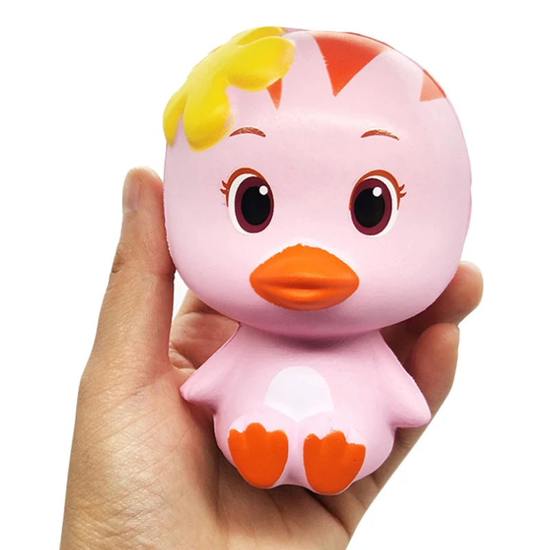 Pink duck Jumbo сырное шоколадное печенье милый мягкий медленно поднимающийся мягкий сжимающийся игрушечный ремешок для телефона ароматизированный снимающий стресс Забавный детский Рождественский подарок - Цвет: Pink duck