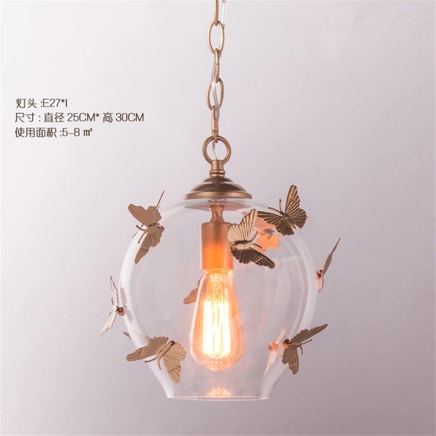 postmodern gold Butterfly Surround Glass pendant lights for kitchen bar dining room home deco hanging fixtures luxury villa lamp | Лампы и