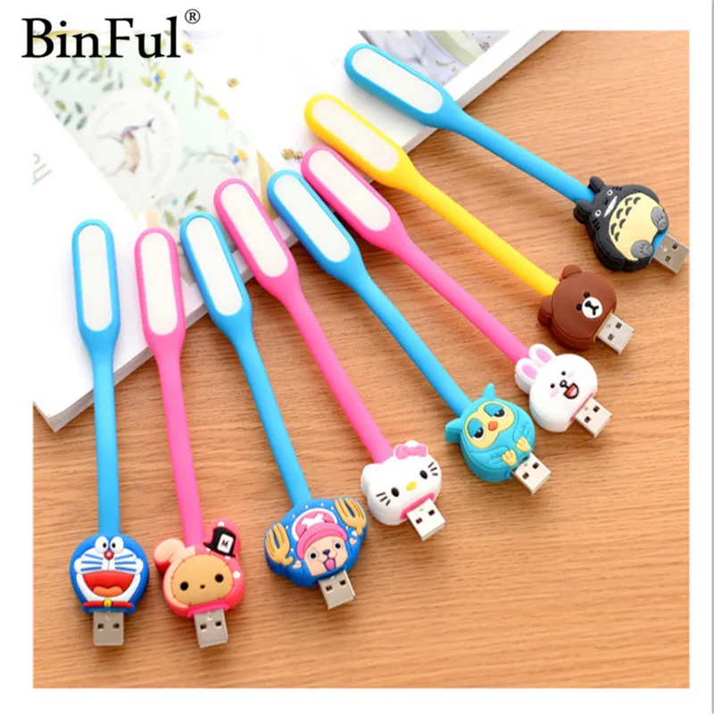 Usb лампа BinFul с мультипликационным принтом гибкая яркая мини 6 светодиодами для