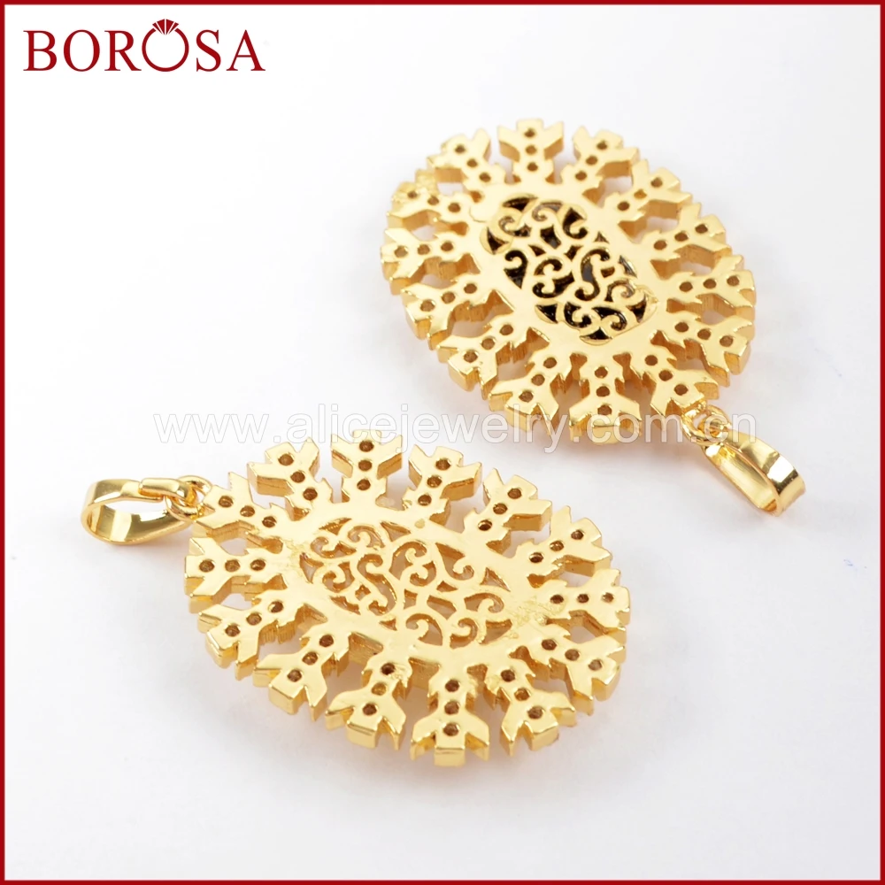 BOROSA 10 шт. Мода CZ микро паве Кристалл ручной работы Друза золотой кулон сверкающие