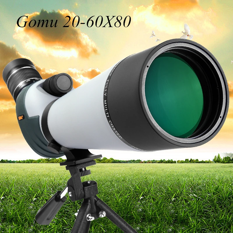 Gomu 20-60x80 мощный зум Монокуляр телескоп азот Водонепроницаемый Профессиональный Зрительная труба бинокль для наблюдения за птицами