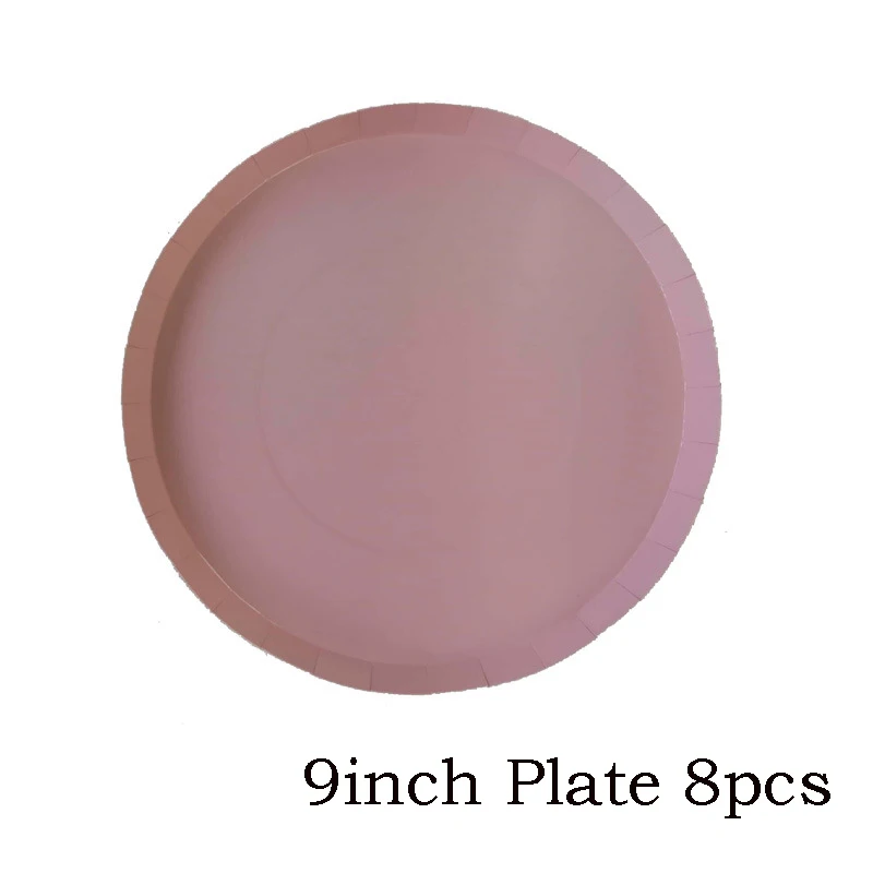 9inch plate pink 8 шт. одноразовая посуда, одноцветные бумажные тарелки для вечеринки, тарелка для торта, свадебные украшения для дня рождения - Цвет: 9inch plate pink