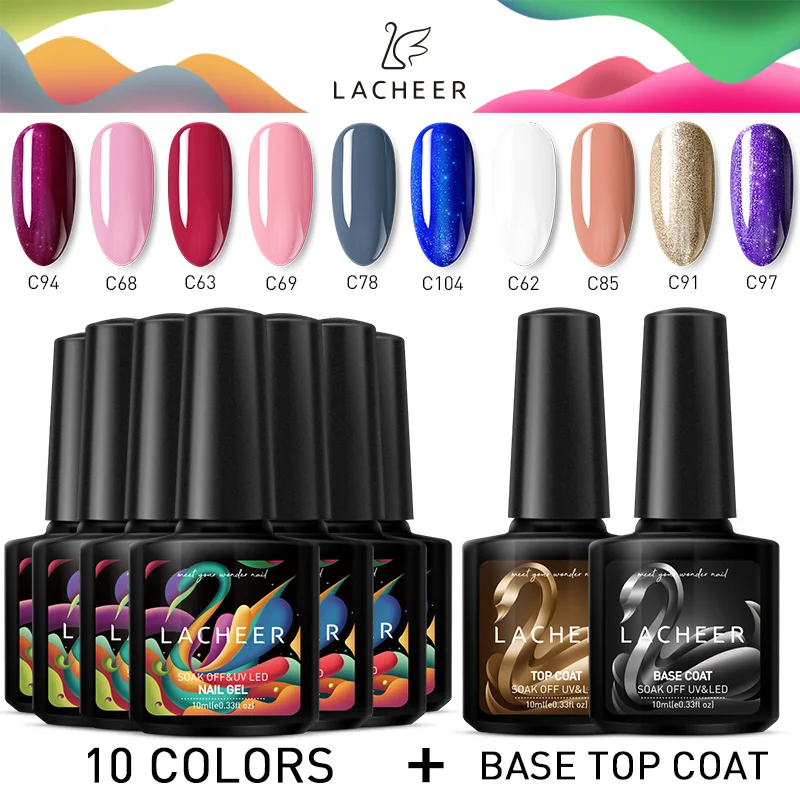 Lacheer УФ-набор для маникюра гель-лаком Nail Art Дизайн замочить от УФ-Цвет лак ногтей