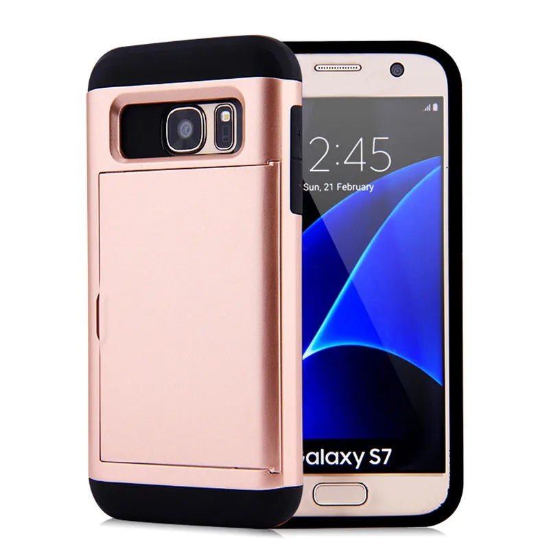 Hybrid Armor Case for Samsung Galaxy S7 S7Edge Wallet Card Holder Bumper Cover Edge Funda | Мобильные телефоны и